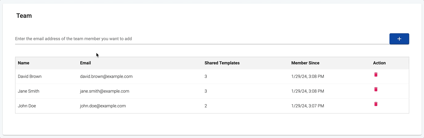 Add a team member by email address