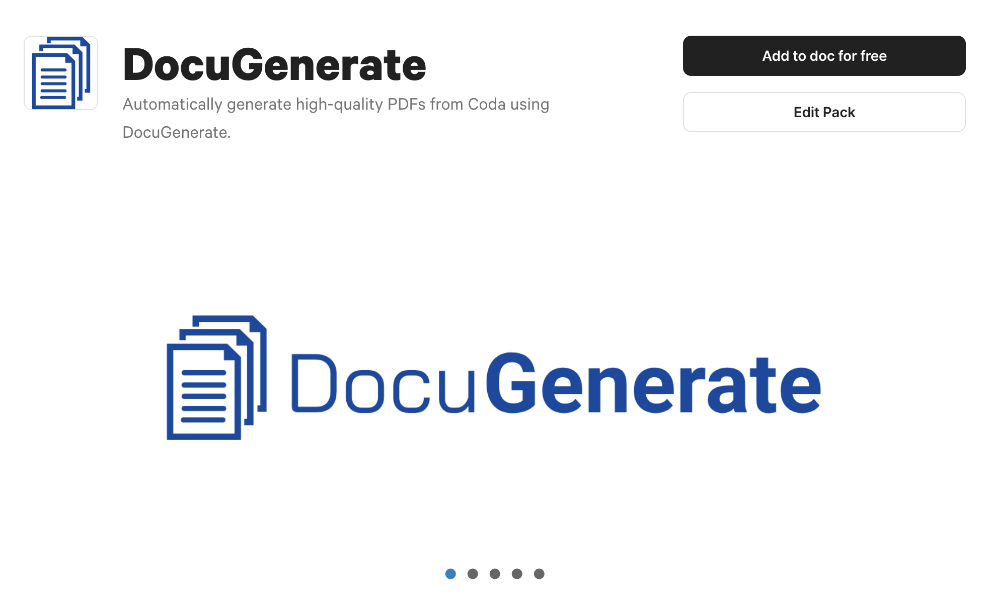 Add DocuGenerate Pack to Coda doc
