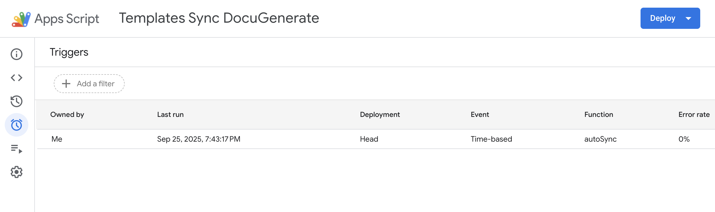 Setup auto sync execution logs