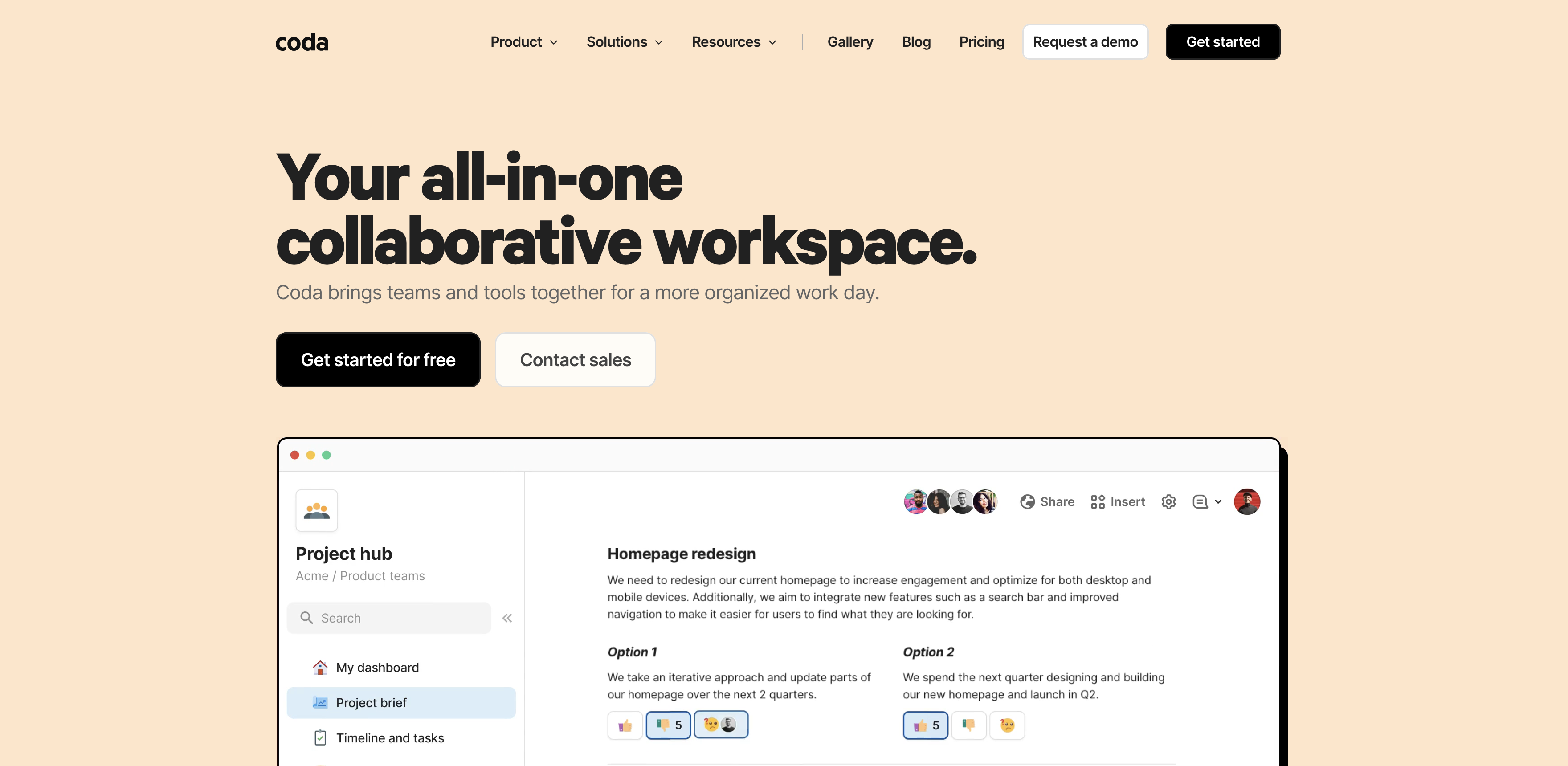 Coda homepage