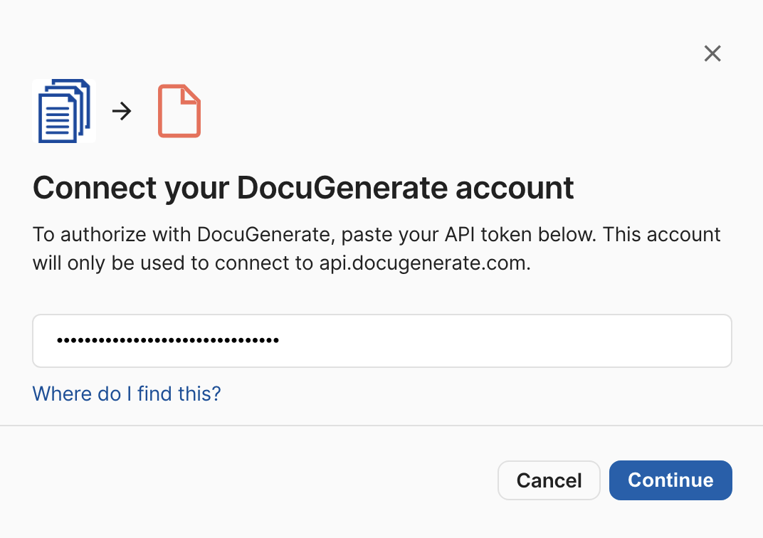 Connect your DocuGenerate account in Coda