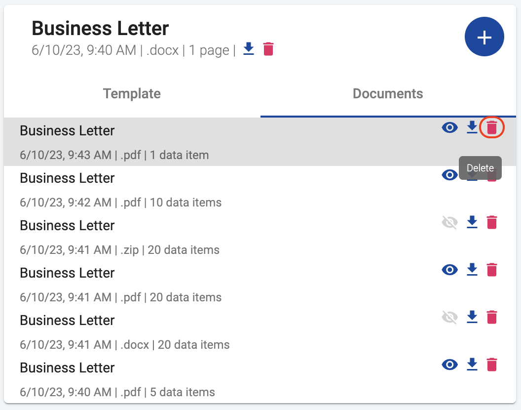 Delete document
