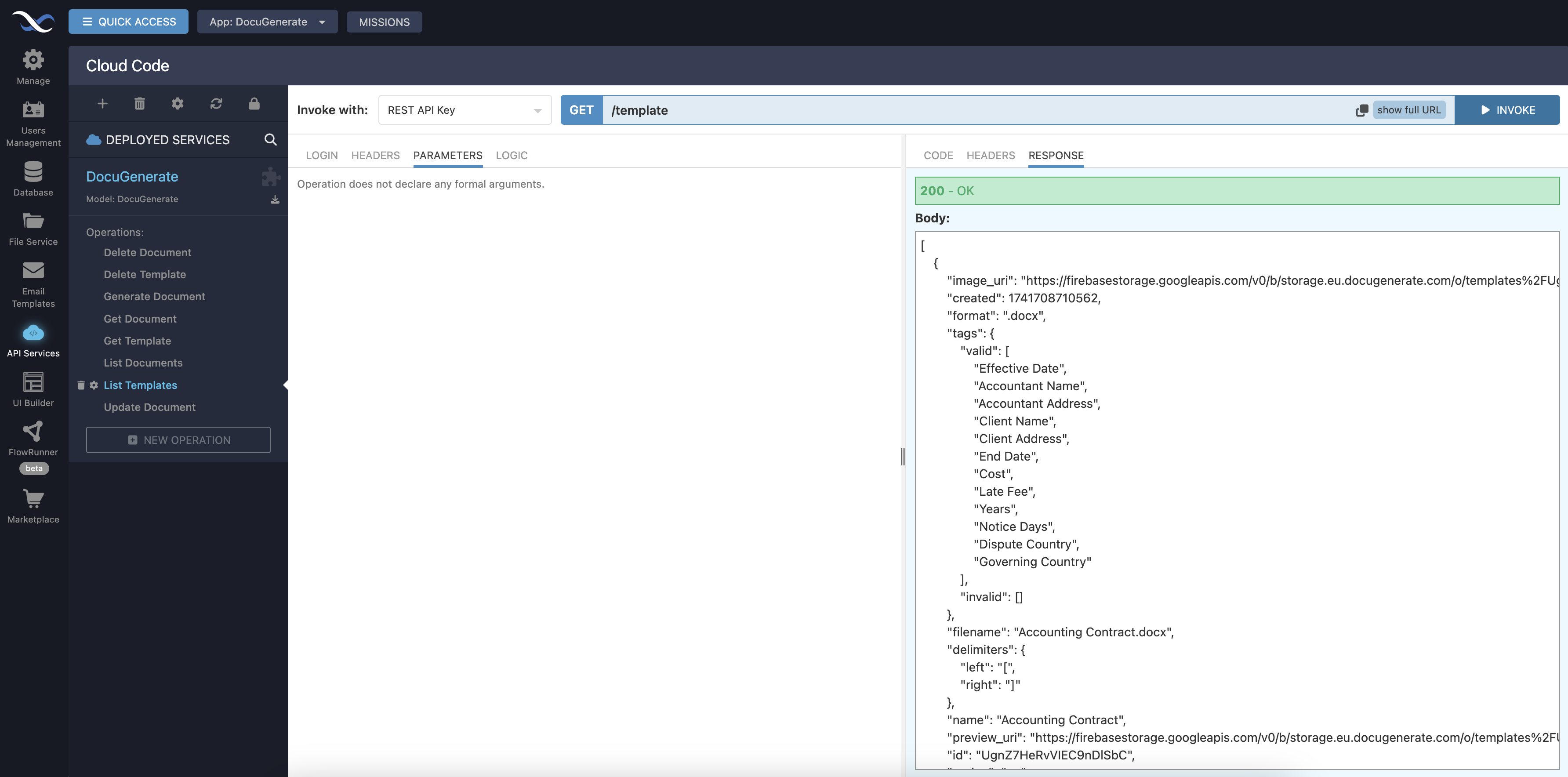List templates operation