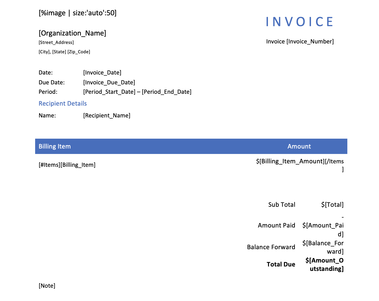 MemberDay invoice template