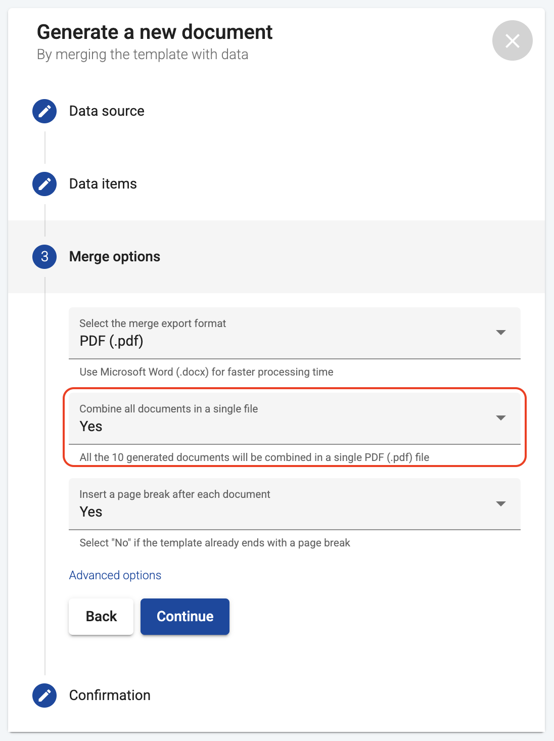 Single file option