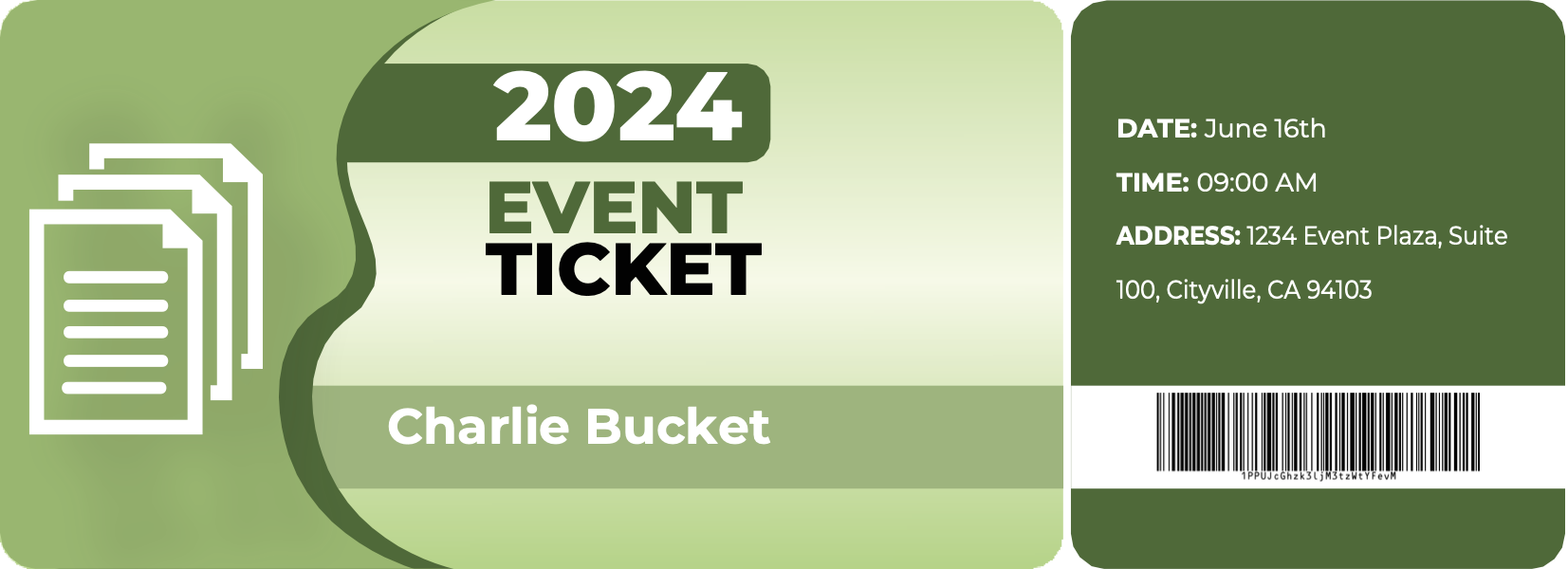 Example of generated PDF ticket