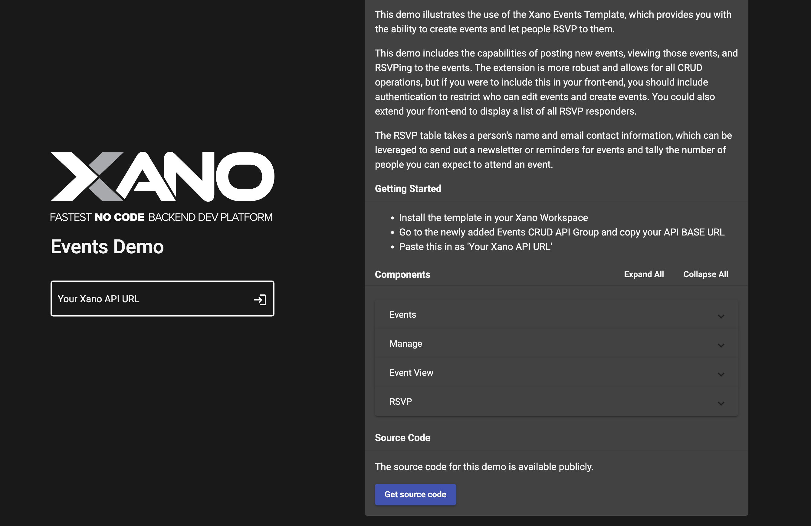 Events Demo app